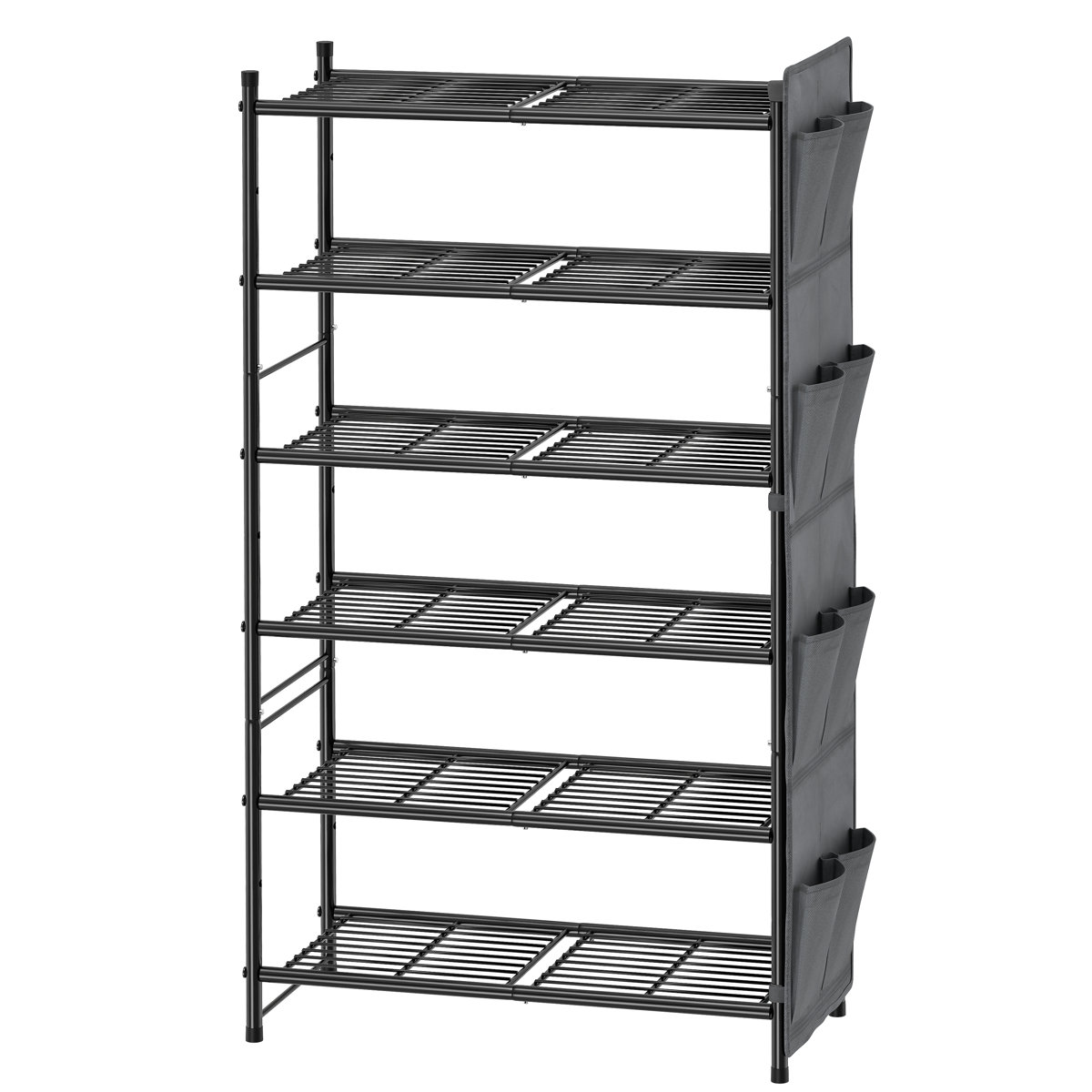 6-Tier Shoe Rack 24 Pair, Metal Shoe Organizer for Closet, Black
